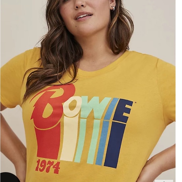 DAVID BOWIE SPLIT SIDE TUNIC TEE - COTTON-BLEND GOLDEN YELLOW - Picture 1 of 5